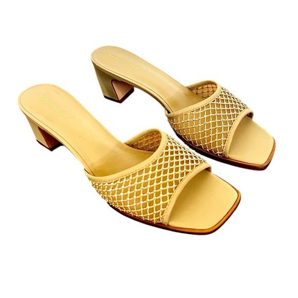 Reformation Nude Illusion Rhinestone Open Toe Mules - Picture 1 of 4